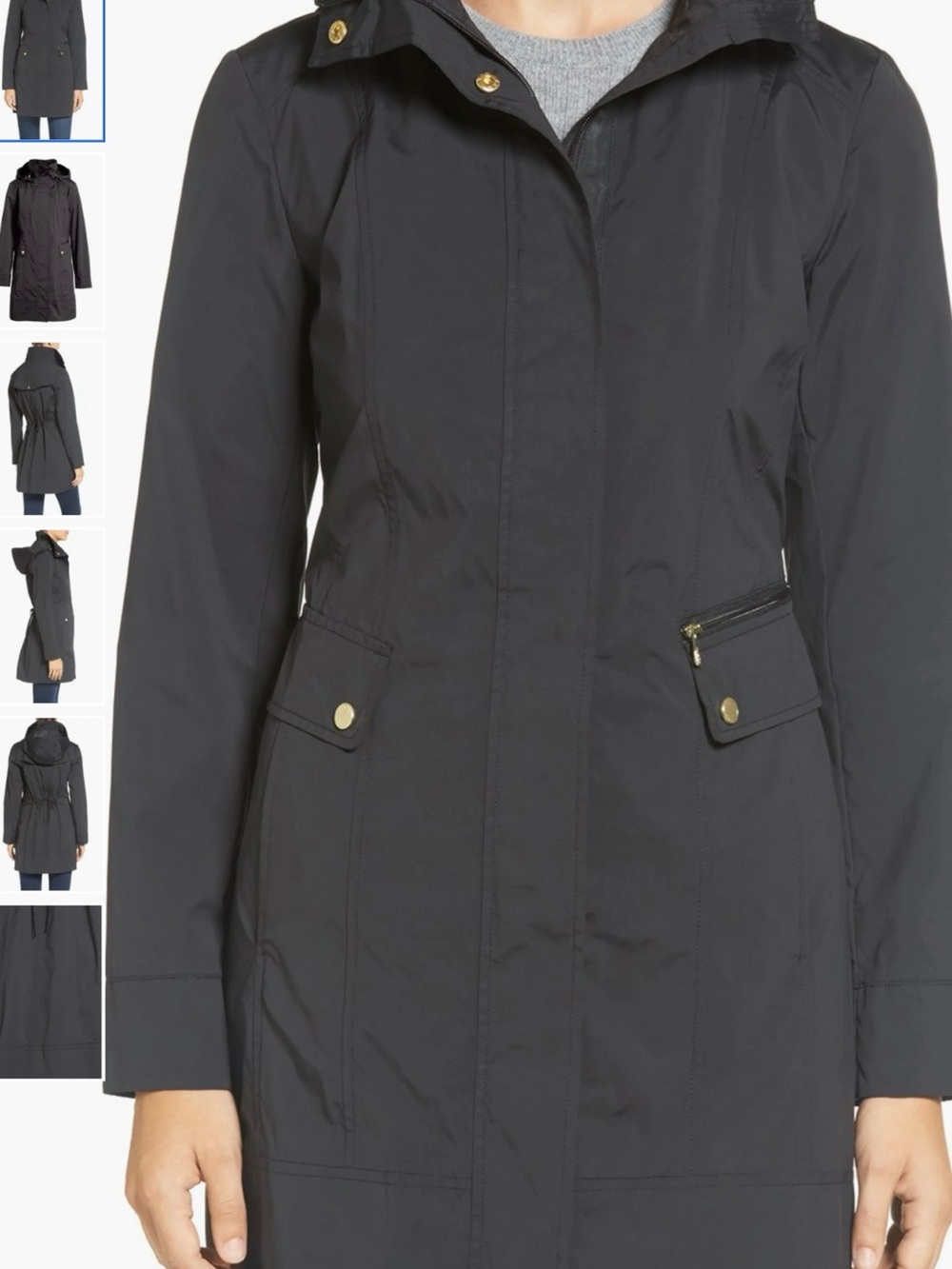 Cole Haan Signature Black Packable Rain Jacket with Pouch LIKE NEW